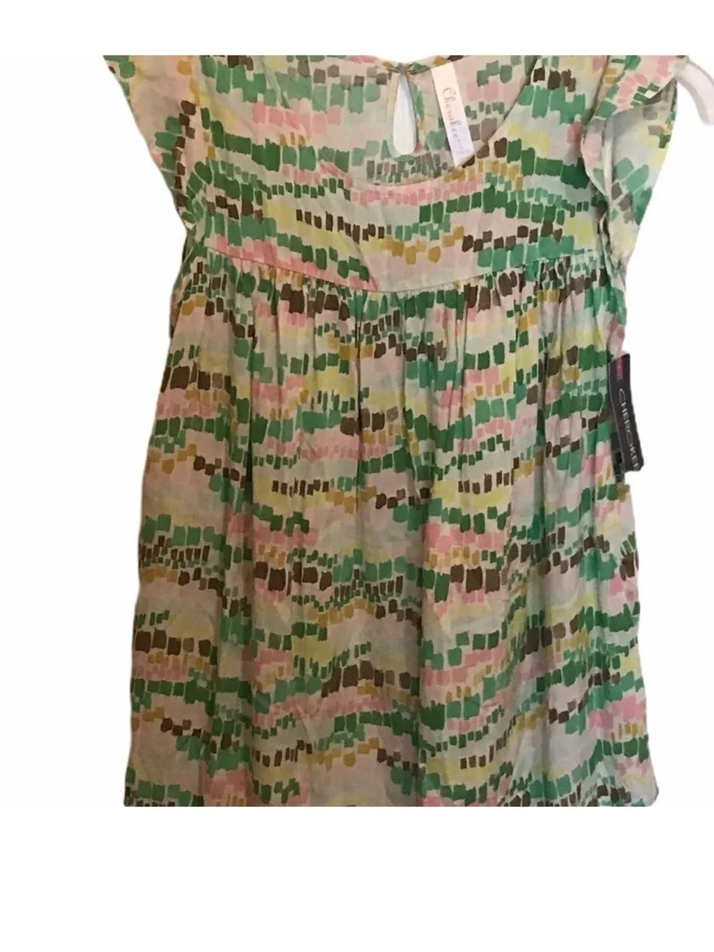 Cherokee Green and Pink Patterned Casual Kids Dress